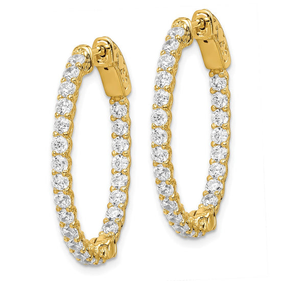 Sterling Silver CZ 2.25mm Oval Hinged Hoops