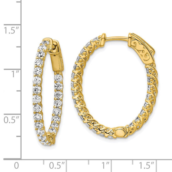 Sterling Silver CZ 2.25mm Oval Hinged Hoops