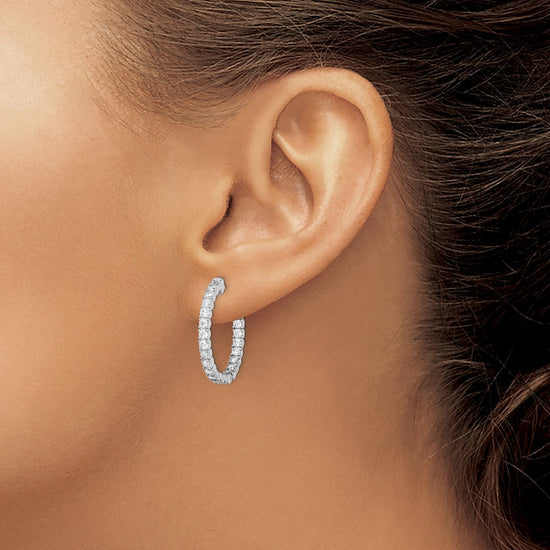 Sterling Silver CZ 2.1mm Hinged Hoops