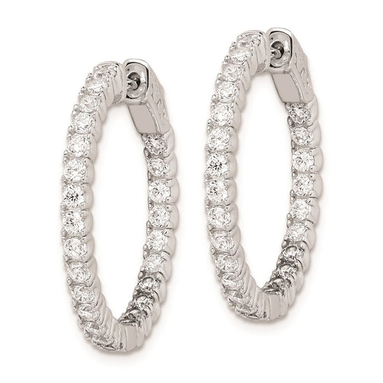 Sterling Silver CZ 2.1mm Hinged Hoops