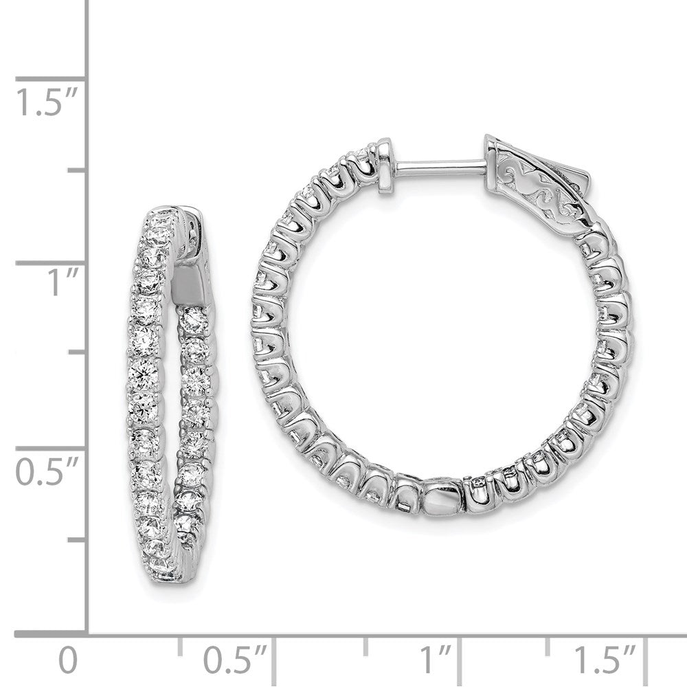 Sterling Silver CZ 2.1mm Hinged Hoops