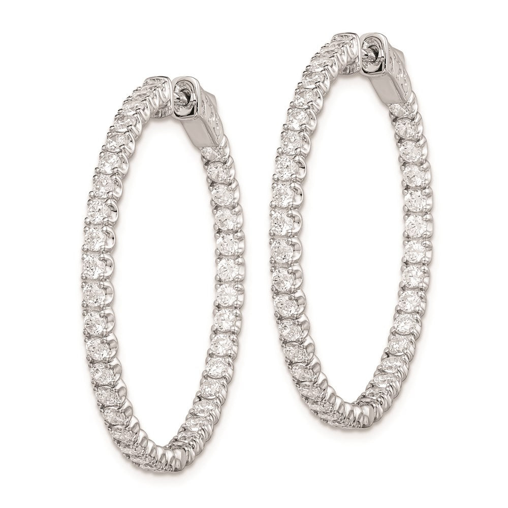 Sterling Silver CZ 2.1mm Hinged Hoops