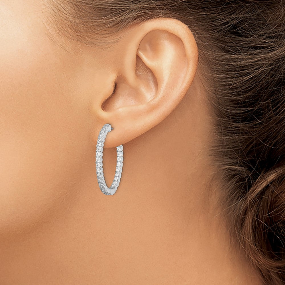 Sterling Silver CZ 2.25mm Hinged Hoops