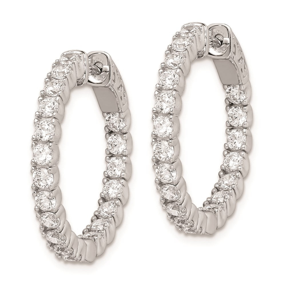 Sterling Silver CZ 2.5mm Hinged Hoops