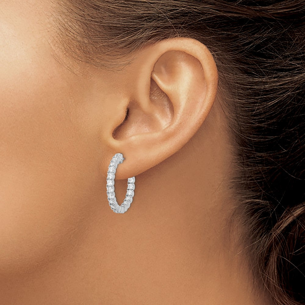 Sterling Silver CZ 2.5mm Hinged Hoops