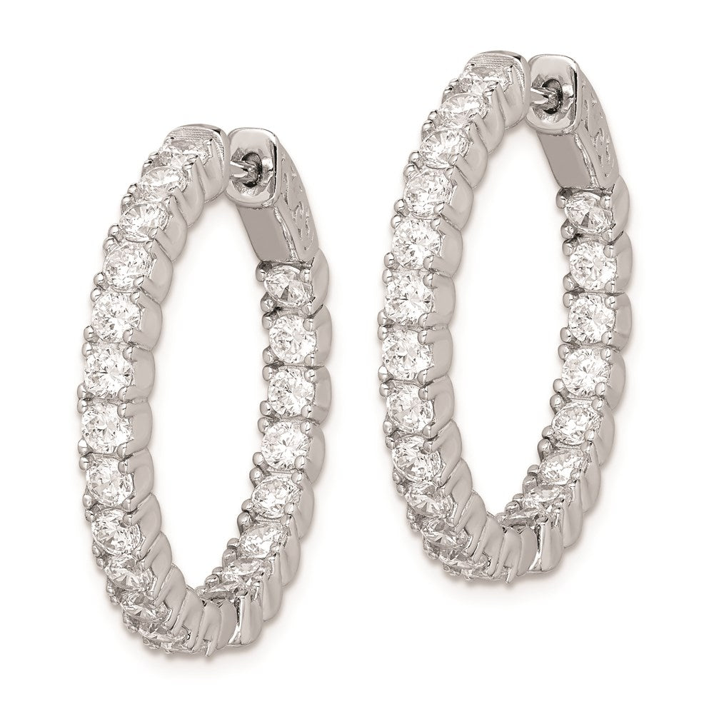 Sterling Silver CZ 2.5mm Hinged Hoops