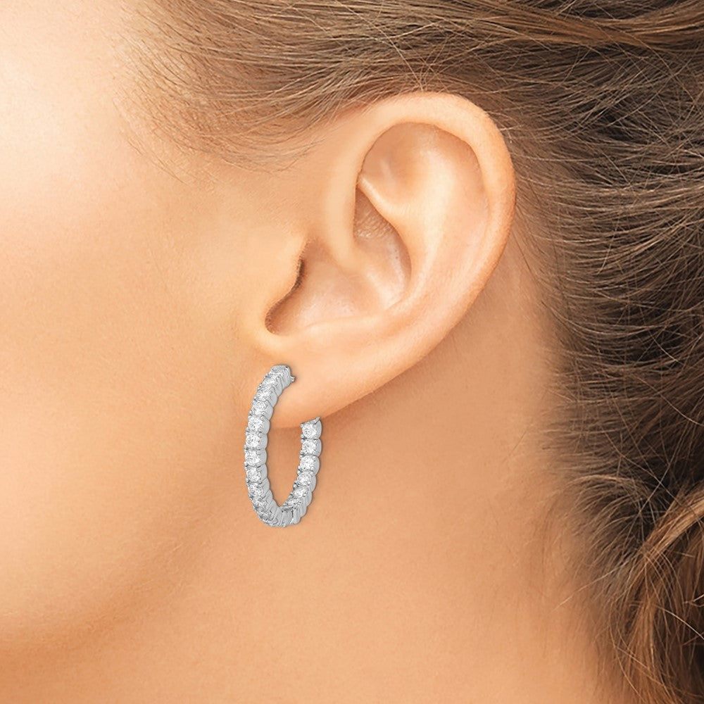 Sterling Silver CZ 2.5mm Hinged Hoops