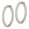 Sterling Shimmer Sterling Silver Rhodium-plated 62 Stone 2.5mm CZ In and Out Round Hinged Hoop Earrings