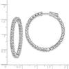 Sterling Shimmer Sterling Silver Rhodium-plated 62 Stone 2.5mm CZ In and Out Round Hinged Hoop Earrings