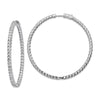 Sterling Shimmer Sterling Silver Rhodium-plated 114 Stone 2.5mm CZ In and Out Round Hinged Hoop Earrings