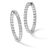 Sterling Shimmer Sterling Silver Rhodium-plated 52 Stone 3.0mm CZ In and Out Round Hinged Hoop Earrings