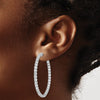 Sterling Shimmer Sterling Silver Rhodium-plated 78 Stone 3.0mm CZ In and Out Round Hinged Hoop Earrings