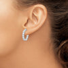 Sterling Shimmer Sterling Silver Rhodium-plated 24 Stone 3.5mm CZ In and Out Round Hinged Hoop Earrings
