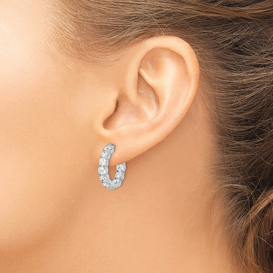 Sterling Silver 3.75mm CZ Hinged Hoops