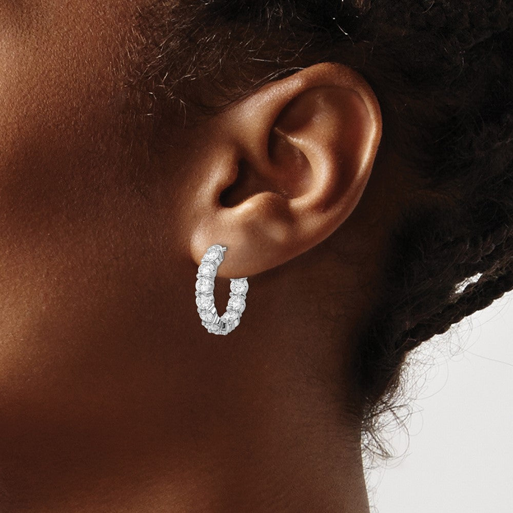 Sterling Silver 3.75mm CZ Hinged Hoops
