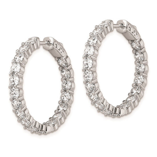 Sterling Silver 3.75mm CZ Hinged Hoops