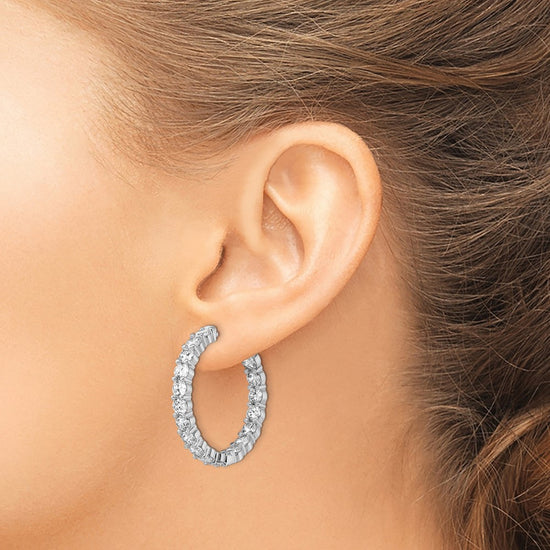 Sterling Silver 3.75mm CZ Hinged Hoops
