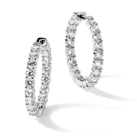 Sterling Silver 3.75mm CZ Hinged Hoops