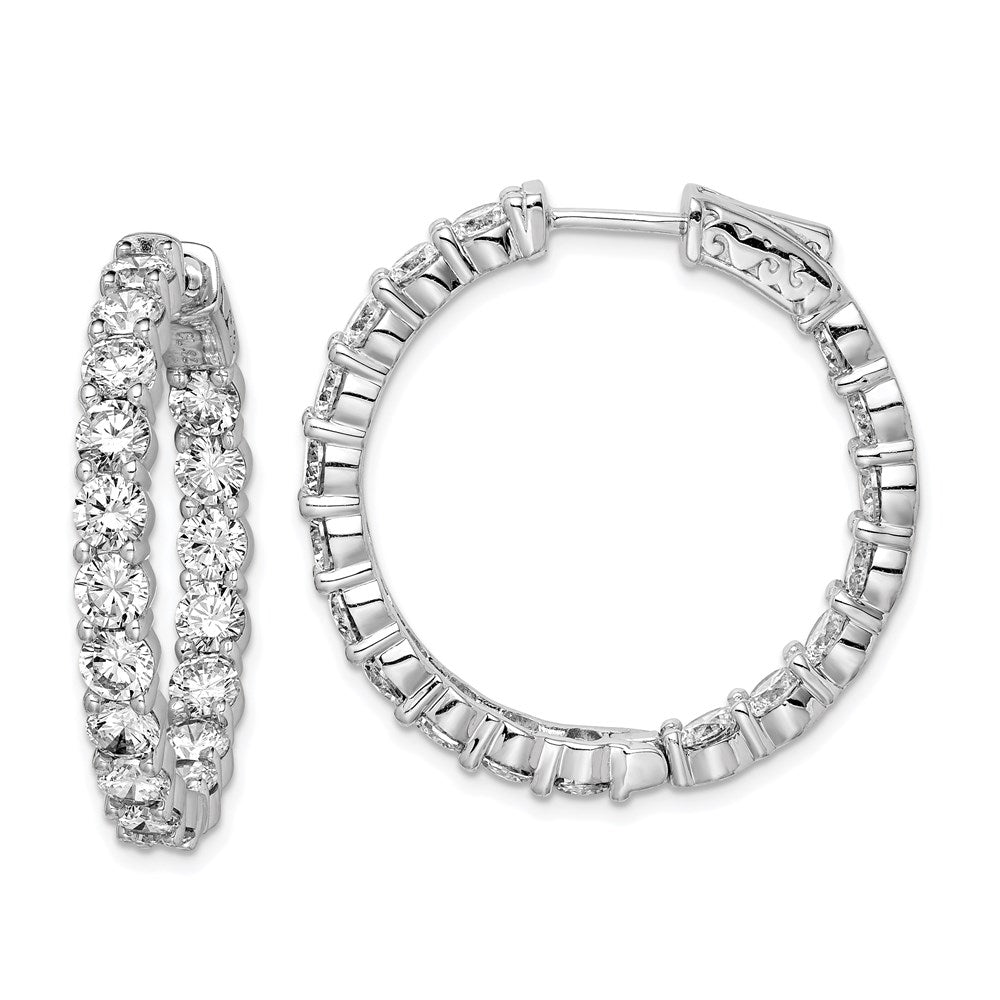 Sterling Silver 3.75mm CZ Hinged Hoops