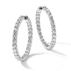 Sterling Shimmer Sterling Silver Rhodium-plated 50 Stone 3.75mm CZ In and Out Round Hinged Hoop Earrings