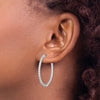 Sterling Shimmer Sterling Silver Rhodium-plated 78 Stone 2mm CZ In and Out Round Hinged Hoop Earrings