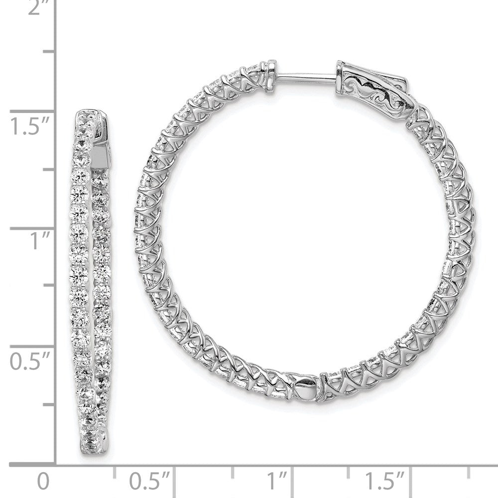 Sterling Silver CZ 2mm Hinged Hoops