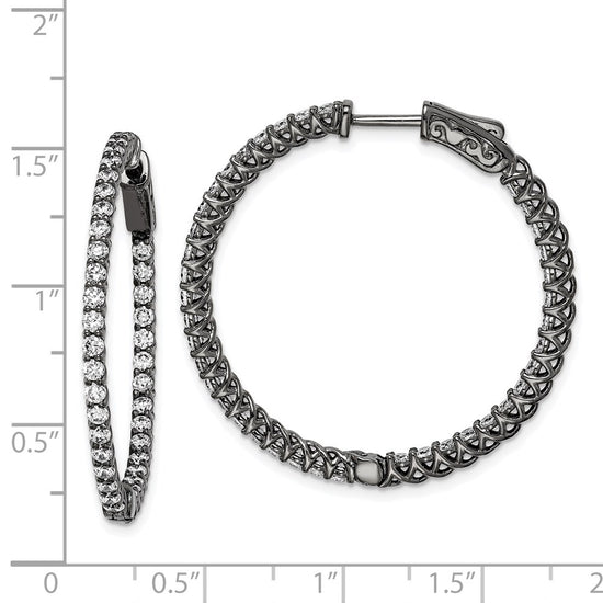 Sterling Silver CZ 2mm Hinged Hoops