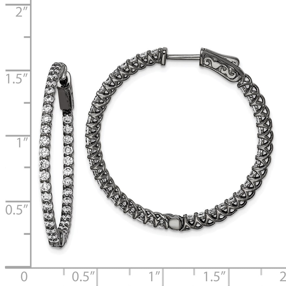Sterling Silver CZ 2mm Hinged Hoops