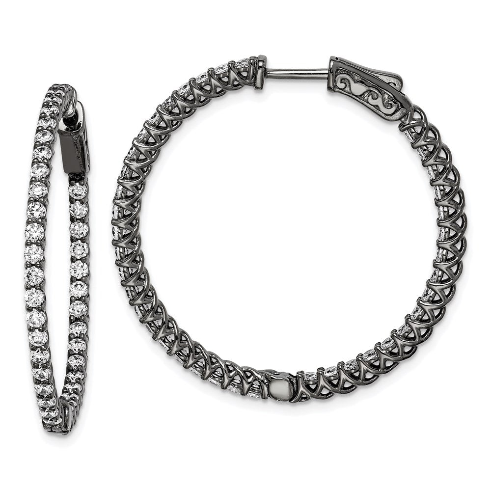 Sterling Silver CZ 2mm Hinged Hoops