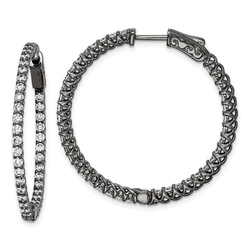 Sterling Silver CZ 2mm Hinged Hoops