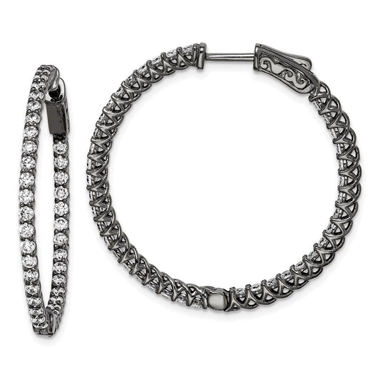 Sterling Silver CZ 2mm Hinged Hoops