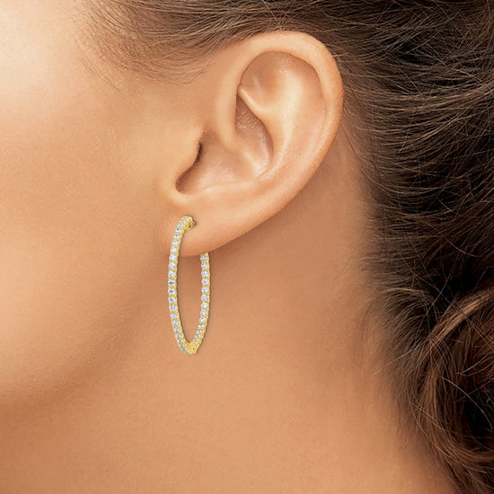 Sterling Silver CZ 2mm Hinged Hoops