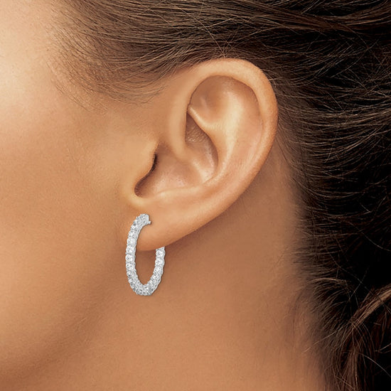 Sterling Silver 2.5mm CZ Hinged Hoops