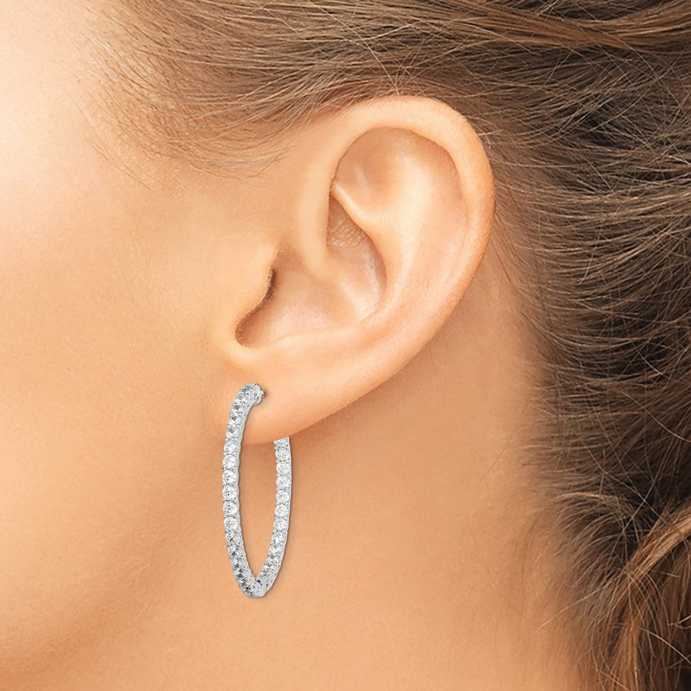 Sterling Silver 2.5mm CZ Hinged Hoops