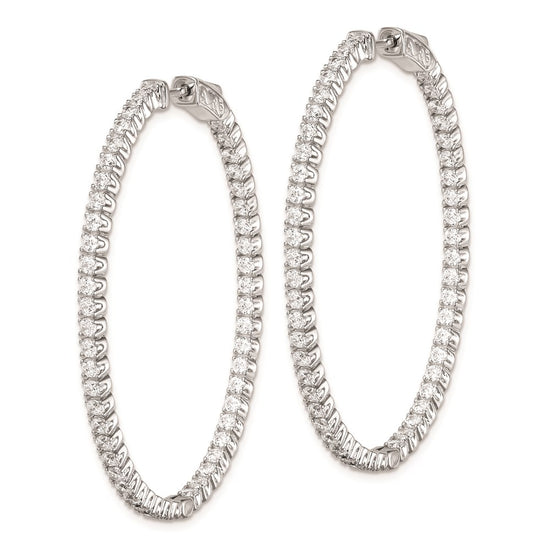 Sterling Silver CZ 2mm Hinged Hoops