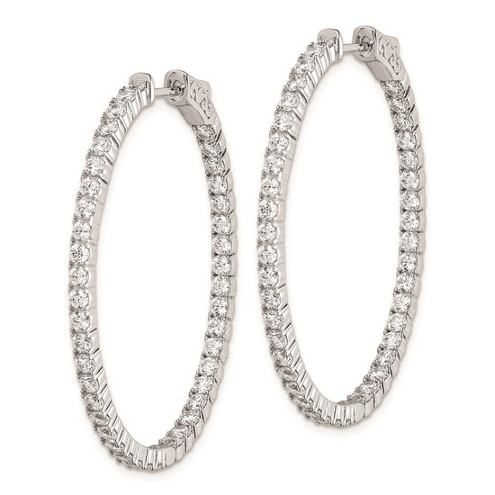 Sterling Silver 2.3mm CZ Oval Hinged Hoops