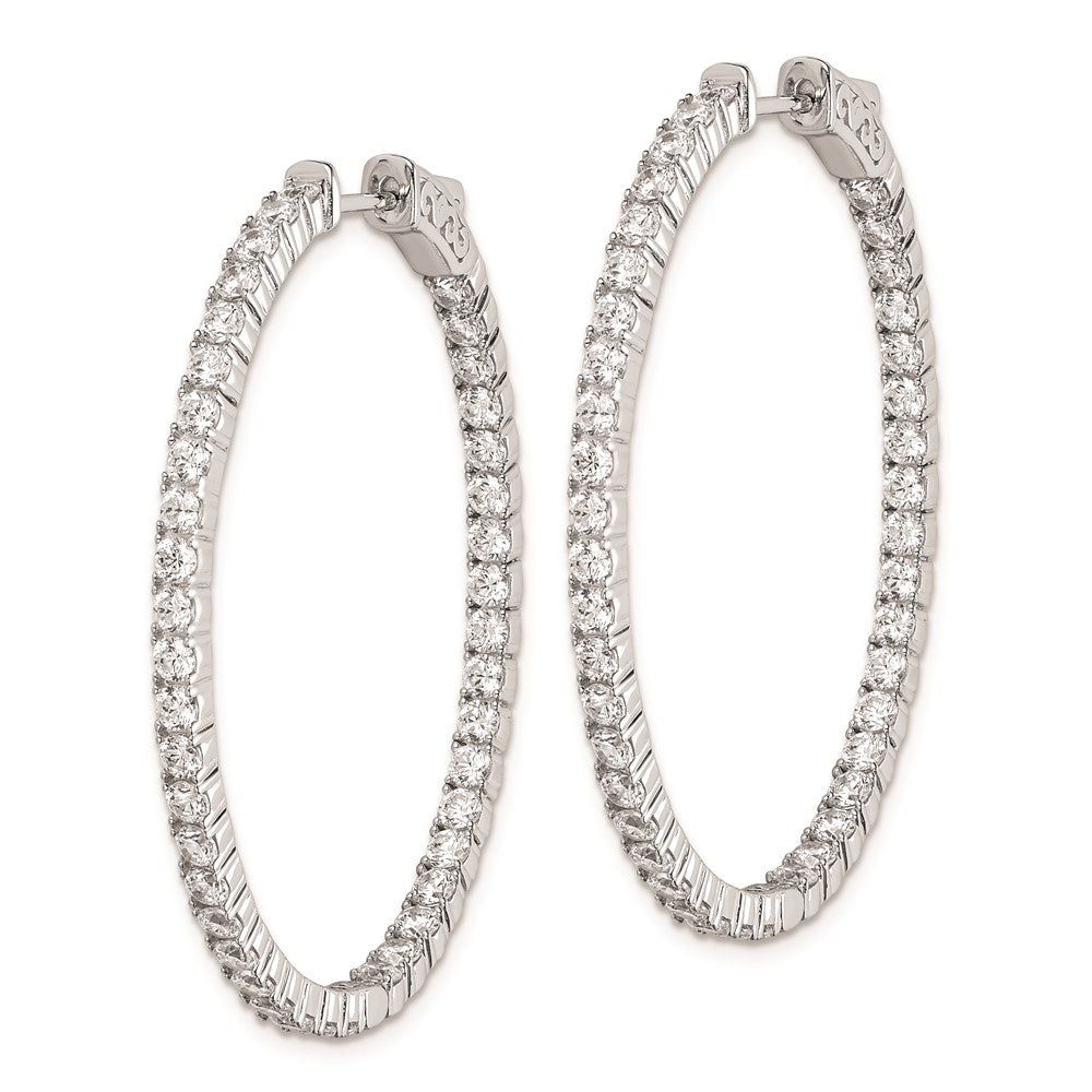 Sterling Silver 2.3mm CZ Oval Hinged Hoops