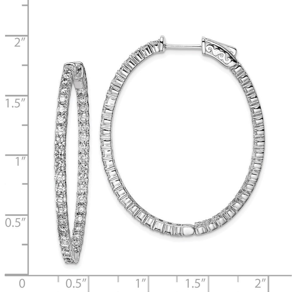 Sterling Silver 2.3mm CZ Oval Hinged Hoops