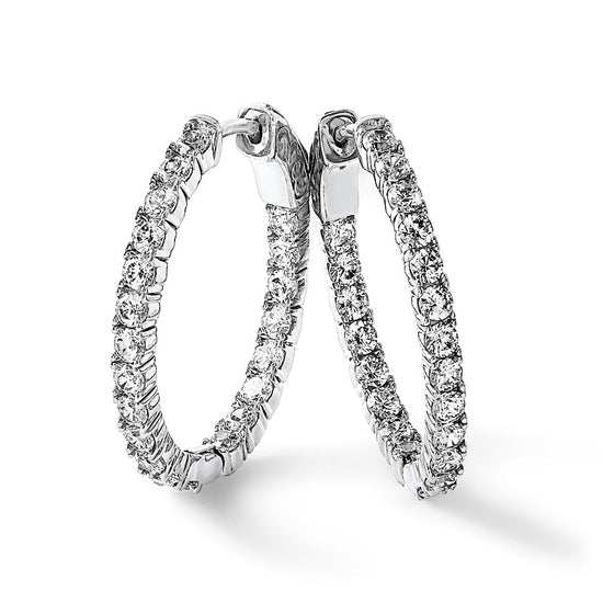 Sterling Silver CZ 2.5mm Oval Hinged Hoops
