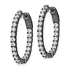 Sterling Silver CZ 2.5mm Oval Hinged Hoops