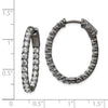 Sterling Silver CZ 2.5mm Oval Hinged Hoops