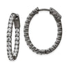 Sterling Silver CZ 2.5mm Oval Hinged Hoops