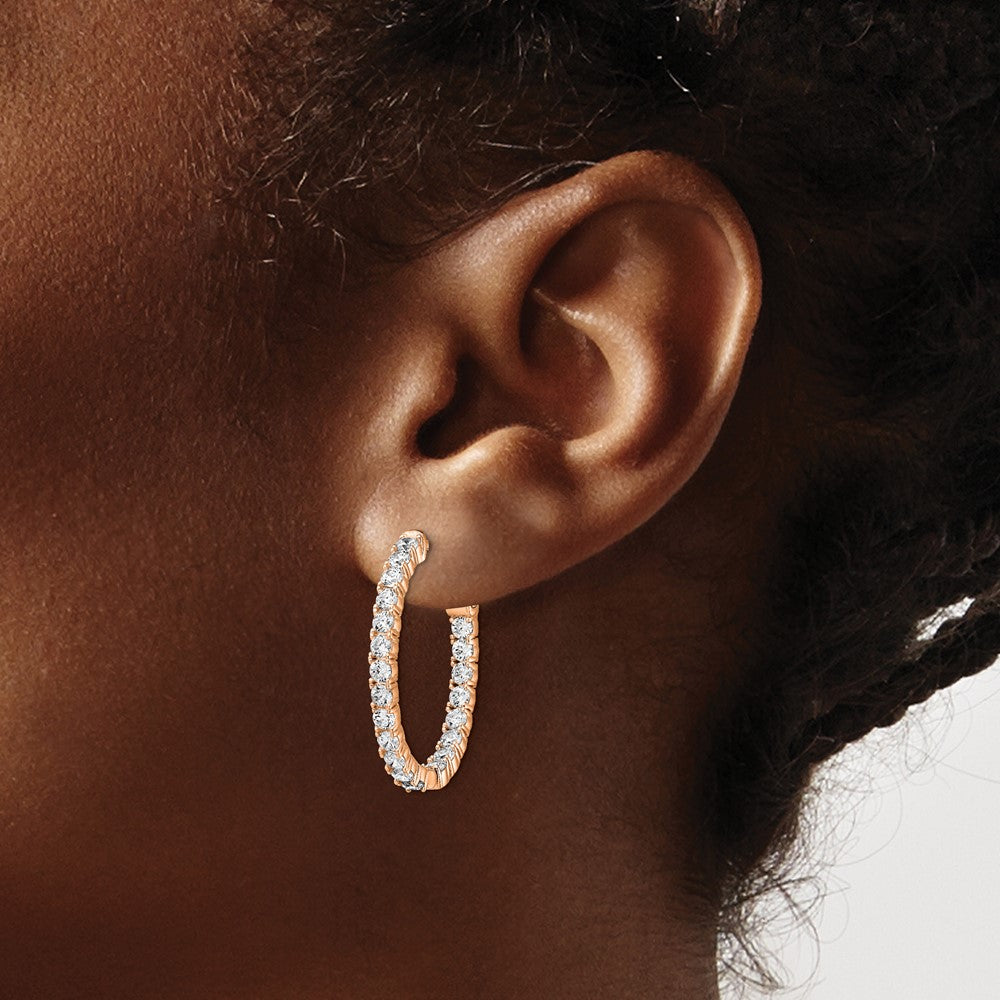 Sterling Silver CZ 2.5mm Oval Hinged Hoops