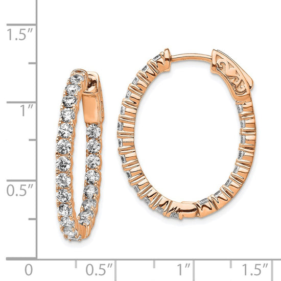 Sterling Silver CZ 2.5mm Oval Hinged Hoops