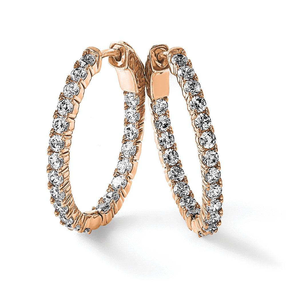 Sterling Silver CZ 2.5mm Oval Hinged Hoops
