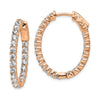 Sterling Silver CZ 2.5mm Oval Hinged Hoops