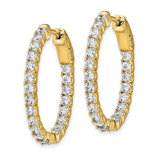 Sterling Silver CZ 2.5mm Oval Hinged Hoops