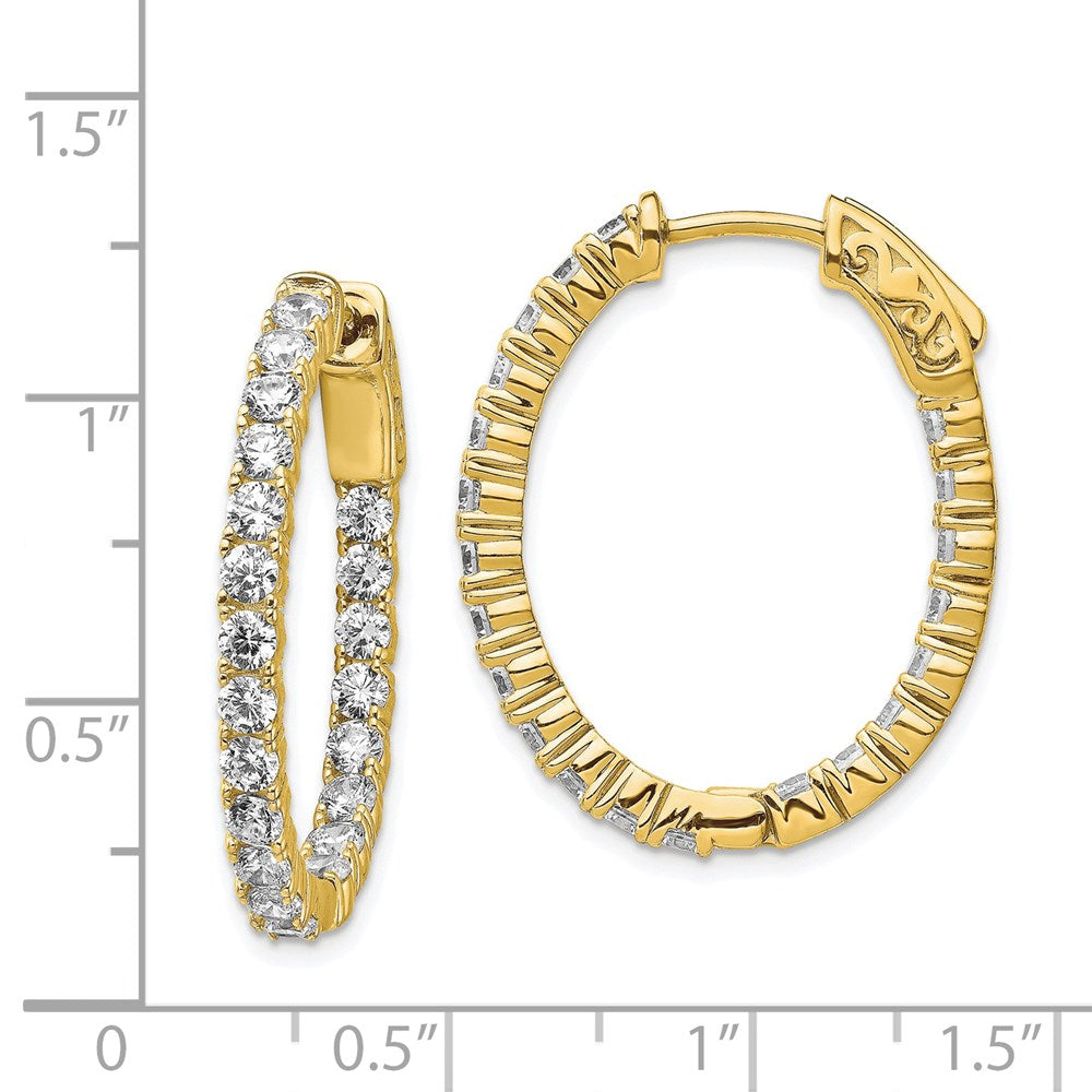 Sterling Silver CZ 2.5mm Oval Hinged Hoops