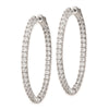 Sterling Shimmer Sterling Silver Rhodium-plated 78 Stone 2.5mm CZ In and Out Oval Hinged Hoop Earrings