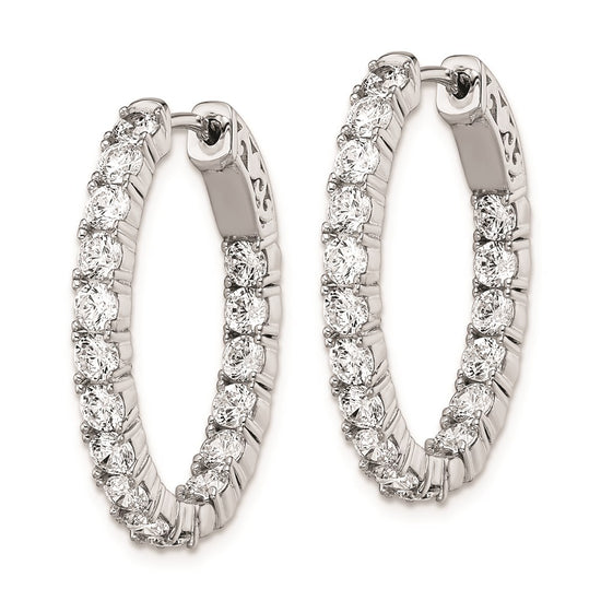 Sterling Silver 3mm CZ Oval Hinged Hoops